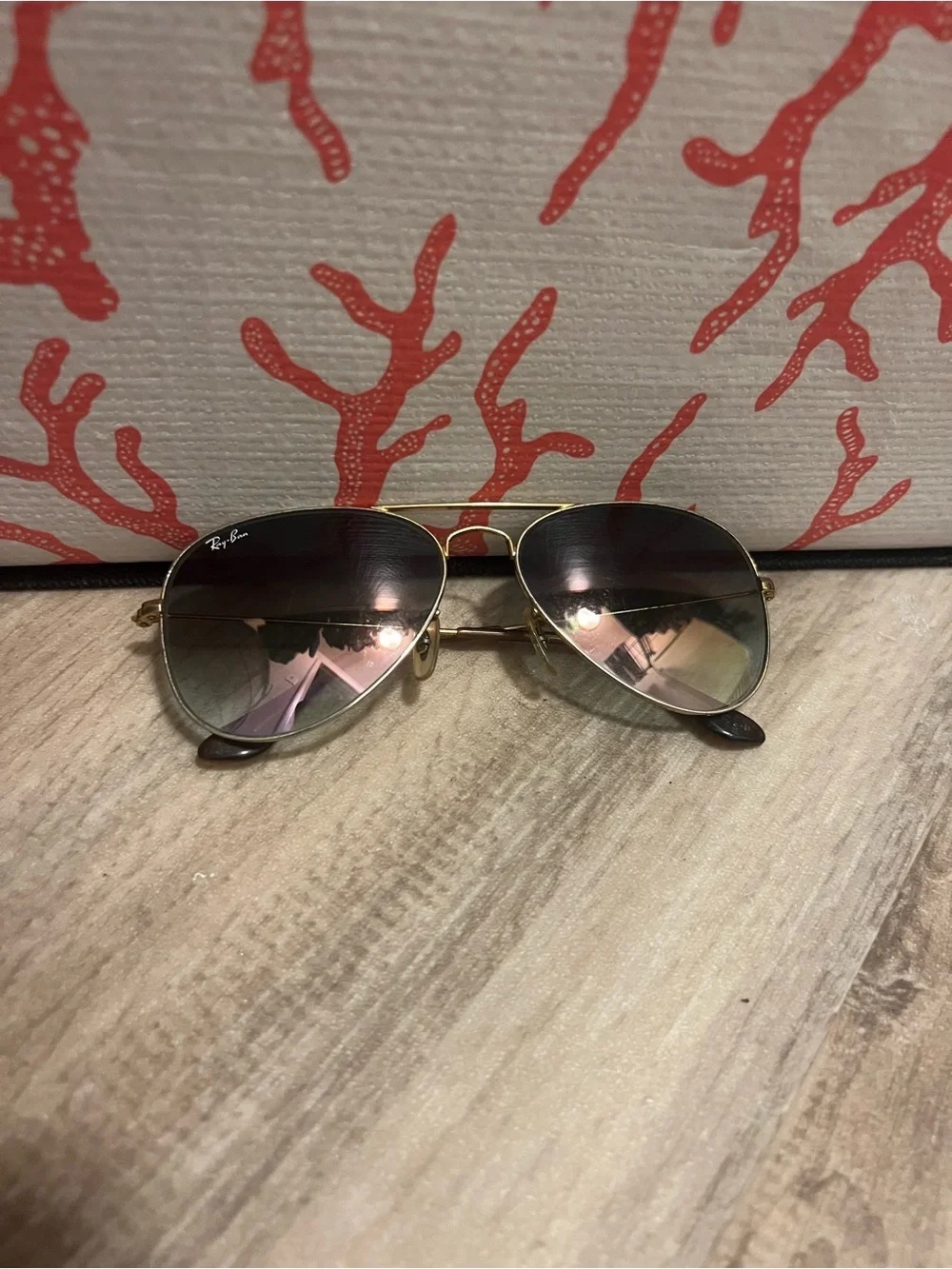 Ray-Ban Aviator Gold Frame Pink-Gray Gradient Lenses